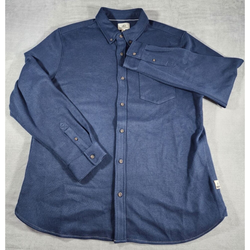 Surfside Supply Men's XXL Navy Blue Knit Button Up Shirt Long Sleeve